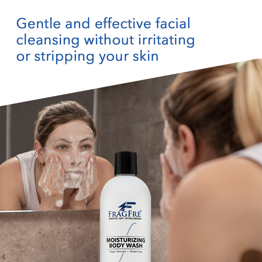 FRAGFRE Moisturizing Body Wash 16 oz - Gentle Body and Facial Cleanser - Sulfate Free Fragrance Free - Normal Oily Dry and Sensitive Skins - Vegan