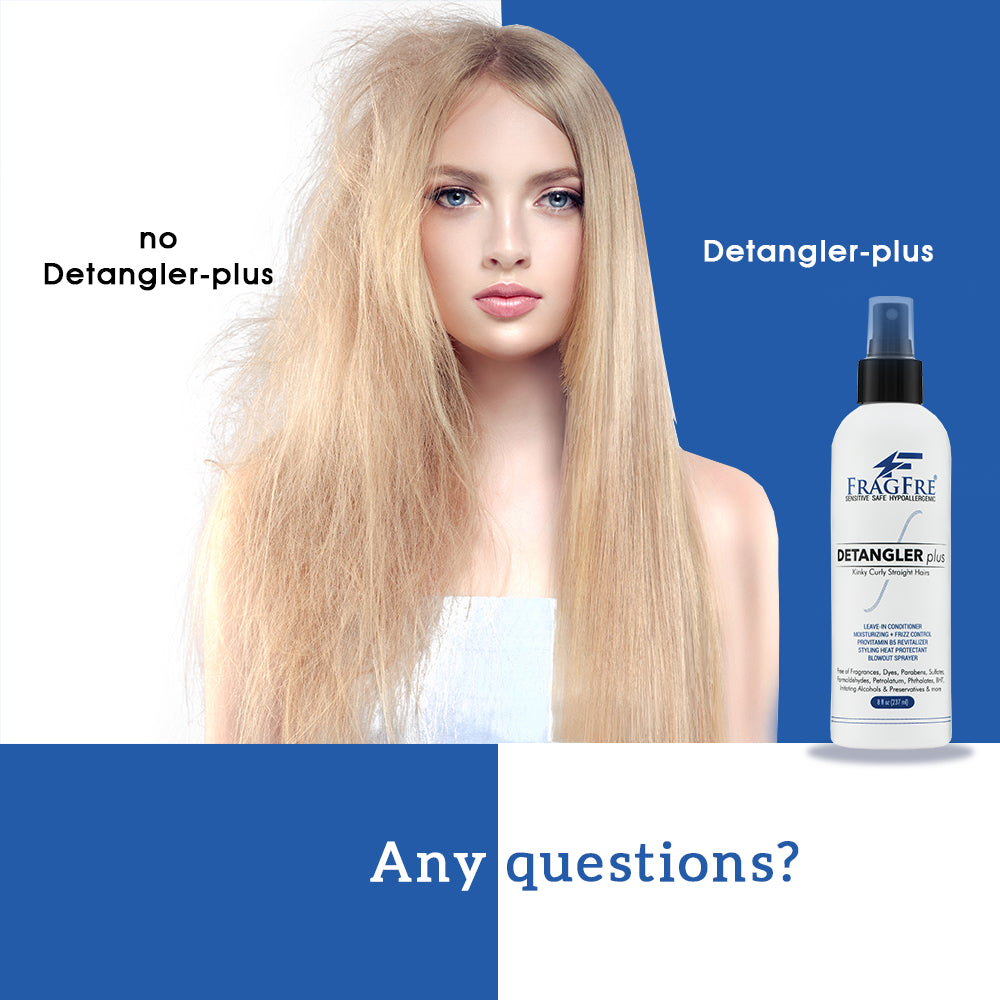 FRAGFRE Detangler-plus Styling Hair Spray 8 oz - Heat Protectant and Blowout Spray - Leave in Conditioner for Sensitive Skin - Hypoallergenic Vegan Cruelty Free