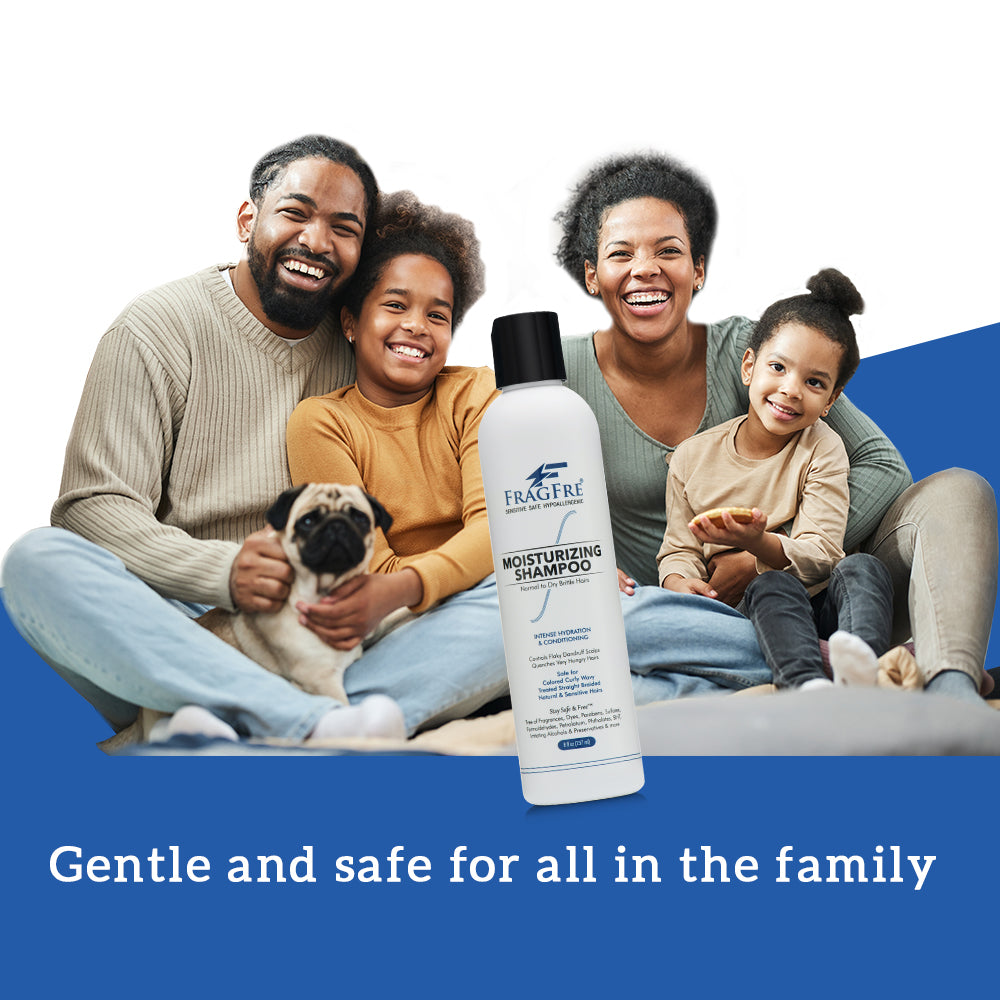 FRAGFRE Moisturizing Shampoo 8 oz - Hypoallergenic Sulfate Free Hydrating Shampoo for Dry Hungry Hairs - Safe on Colors and Sensitive Scalps - Vegan