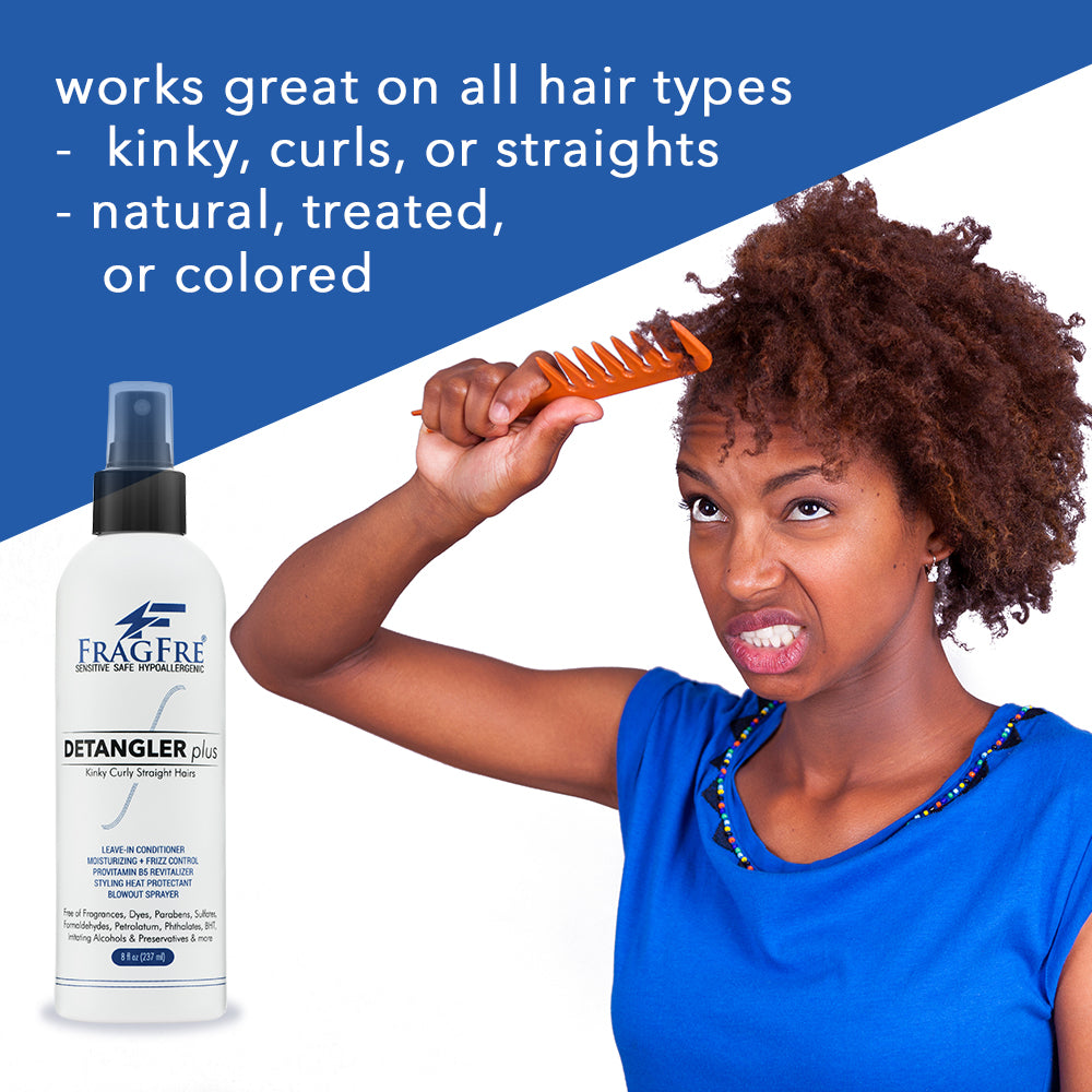 FRAGFRE Detangler-plus Styling Hair Spray 8 oz - Heat Protectant and Blowout Spray - Leave in Conditioner for Sensitive Skin - Hypoallergenic Vegan Cruelty Free