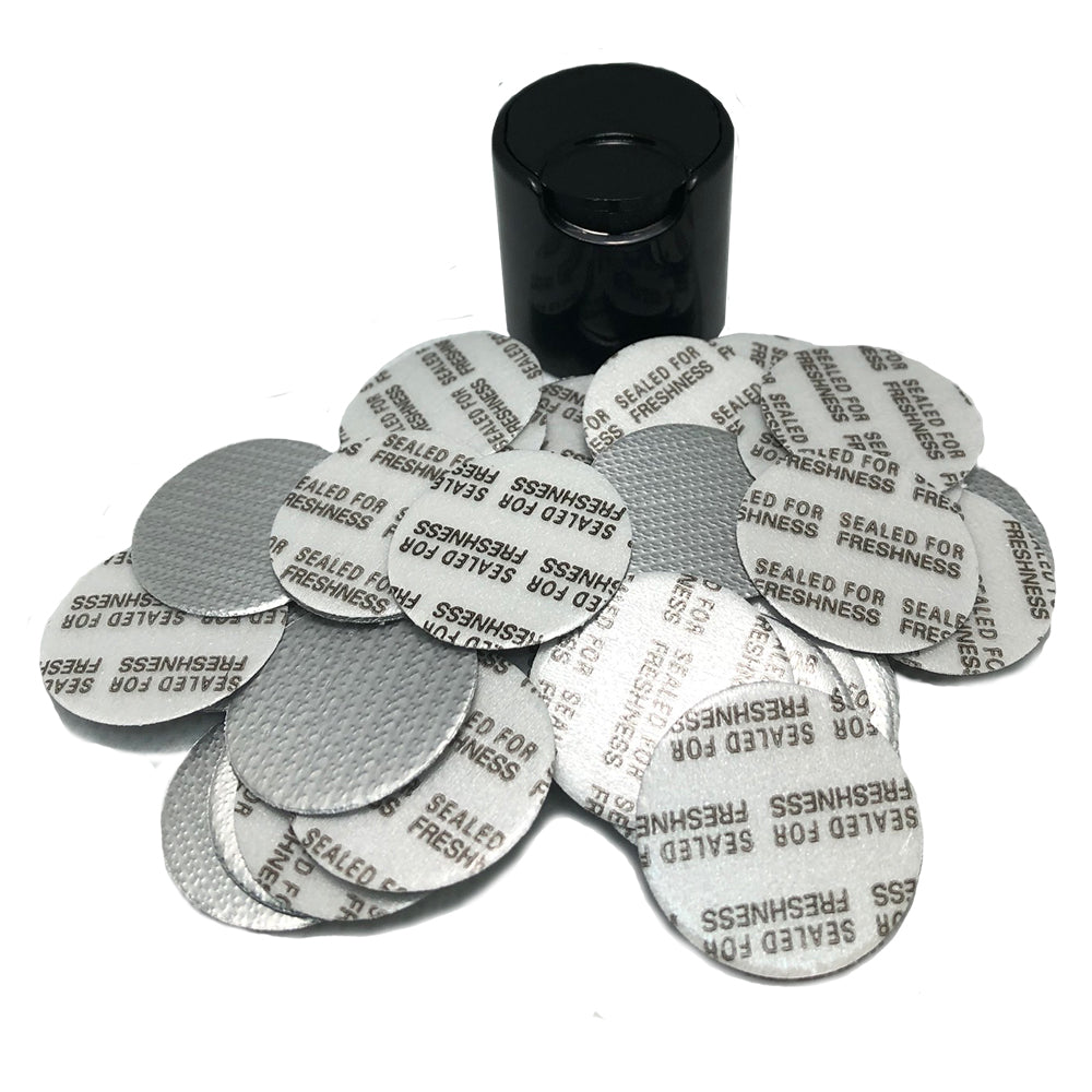 PKnGO Pressure Sensitive Foil Seal 24 mm – PSFS Safety Seals for Freshness and Leak Prevention – Made in USA for Food Medicine and Cosmetic Packaging – All Foil No Foam - No Equipment Needed