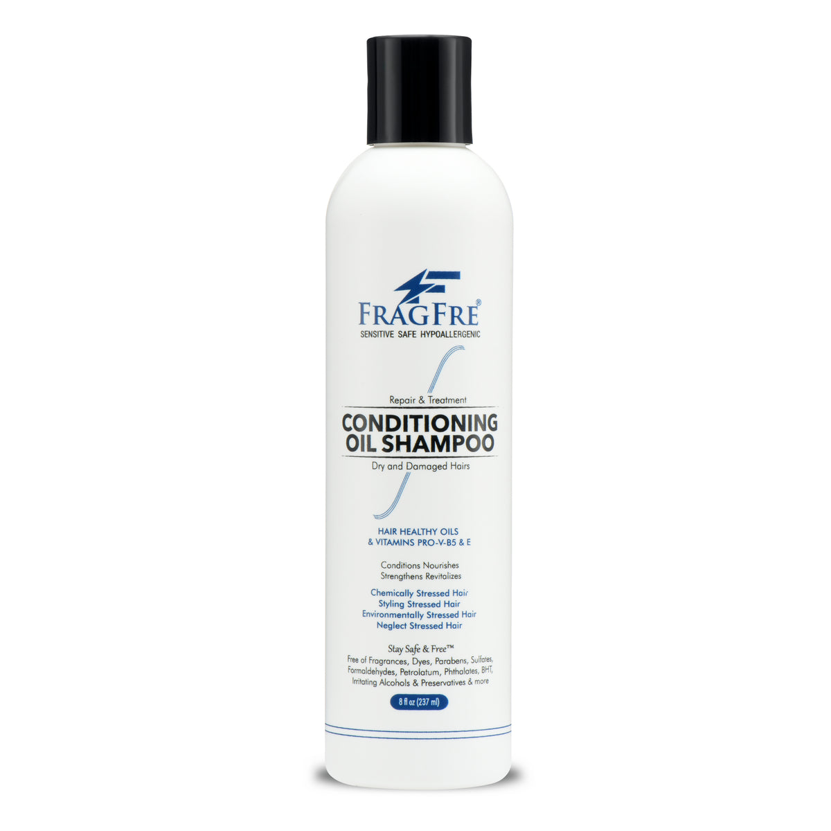 FRAGFRE Conditioning Oil Shampoo 8 oz - Prevent and Repair Dry Damaged Hairs - Fragrance-Free, Sulfate-Free, Hypoallergenic, Color-Safe, Parabens-Free, Cruelty-Free - Vegan Formula for Sensitive Skin and Allergies