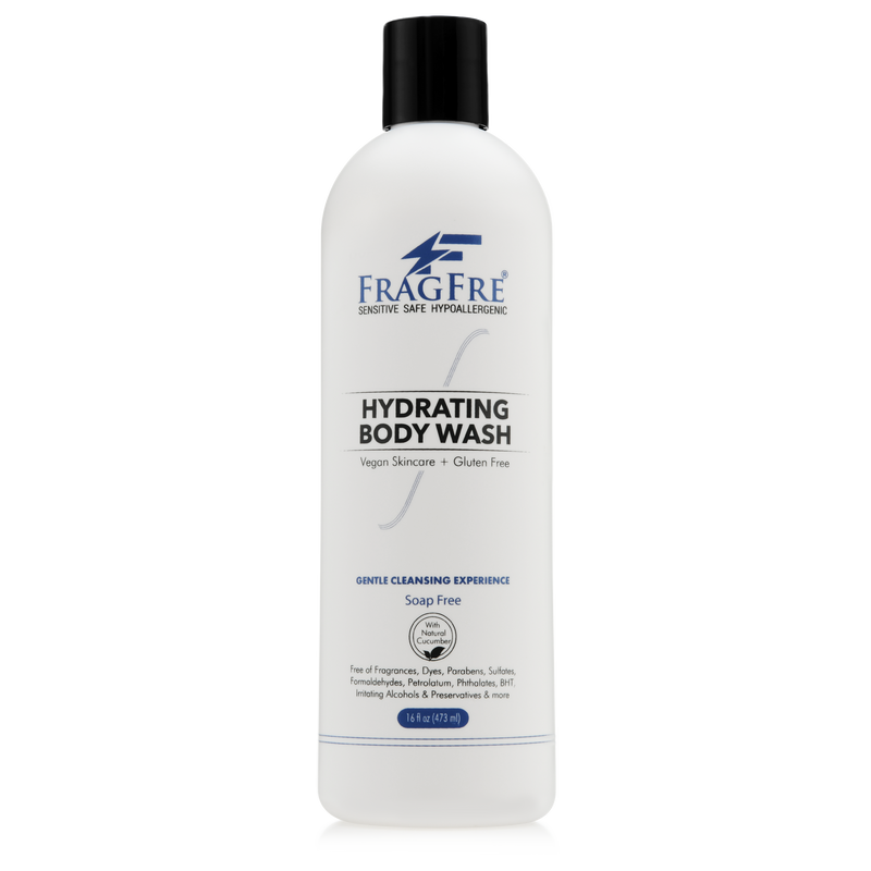 FRAGFRE Hydrating Body Wash for Sensitive Skin 16oz - Sulfate Free Hypoallergenic Body Cleanser - Mild Cucumber Aroma - Vegan Gluten Free Cruelty Free