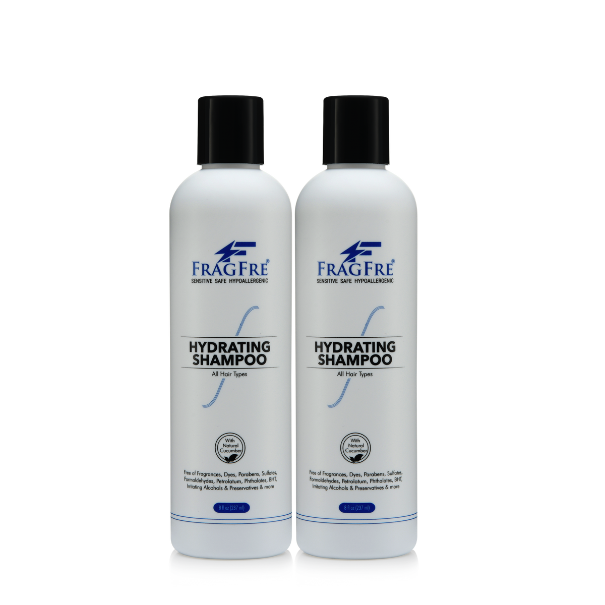 FRAGFRE Hydrating Shampoo 12/8 oz - Hypoallergenic Sulfate Free Shampoo for Sensitive Skin - Vegan Gluten/Cruelty Free Color Safe - Natural Cucumber