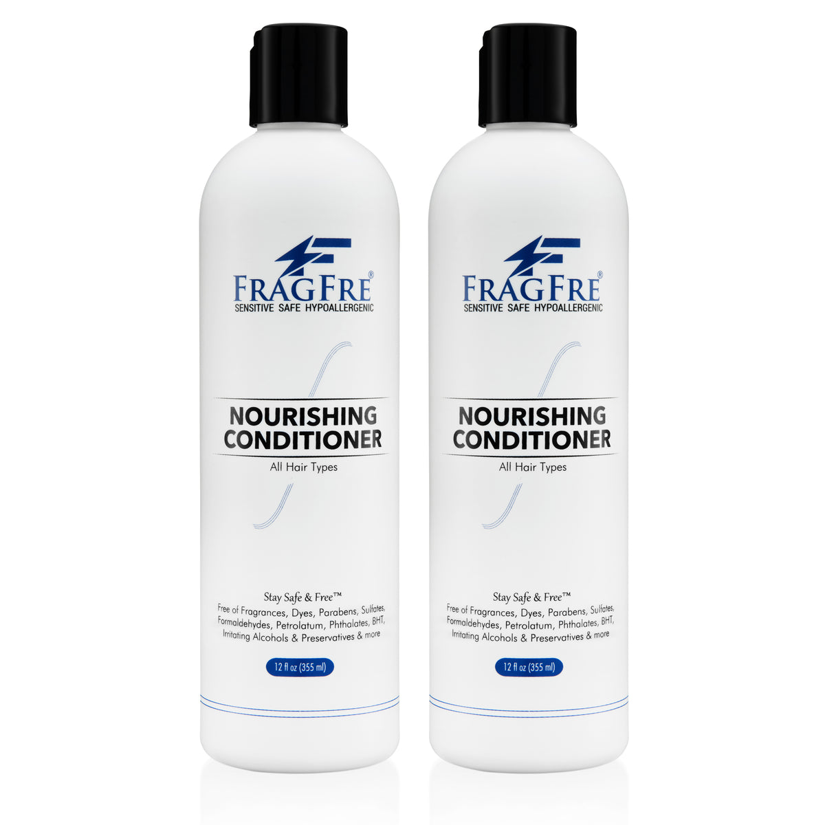 FRAGFRE Hair Conditioner 12/8 oz - Hypoallergenic Deep Conditioner for Sensitive Skin - Gluten Free Vegan Cruelty Free - Normal Treated or Fragile Hairs