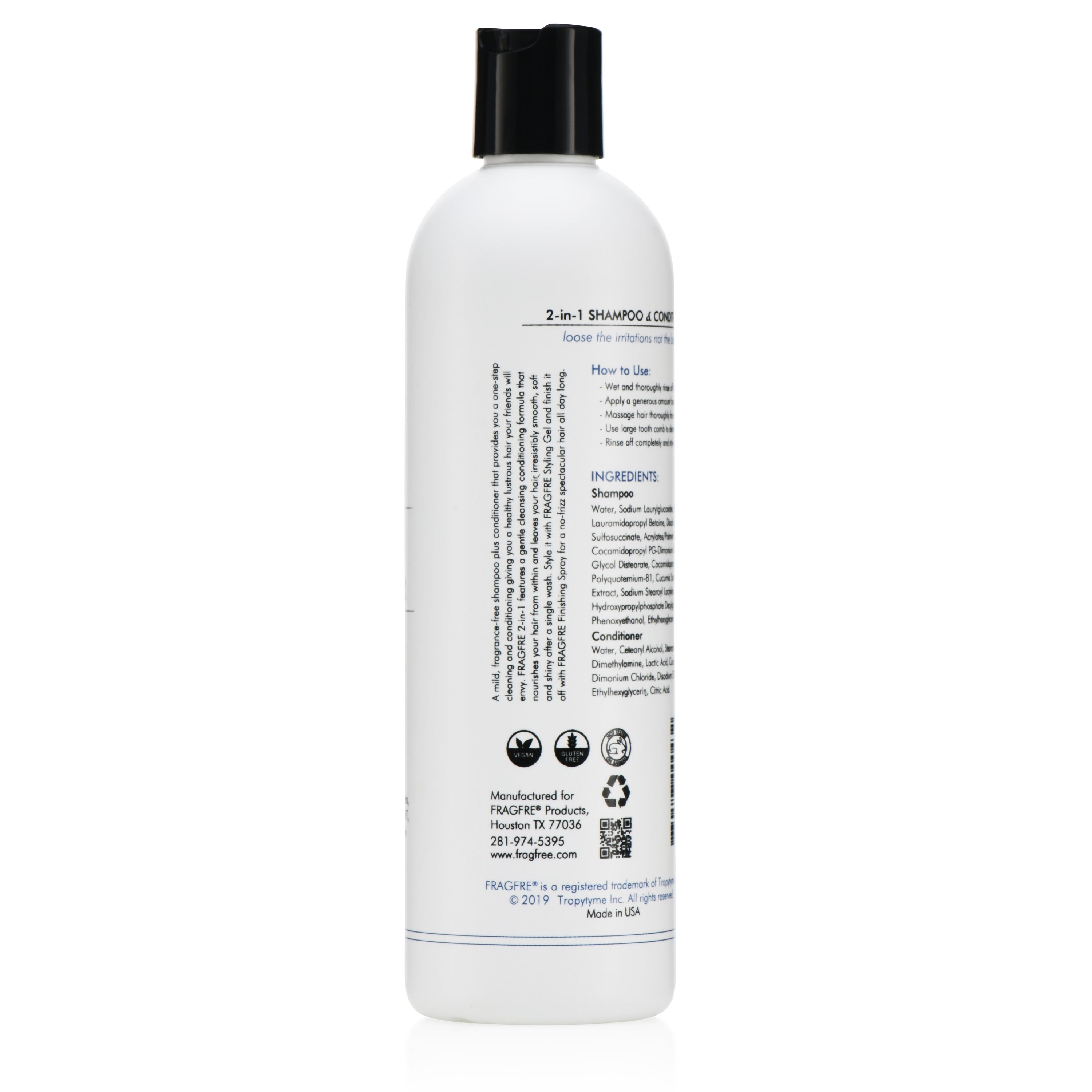 2 in 1 Shampoo and Conditioner 12 oz Sulfate Free Vegan