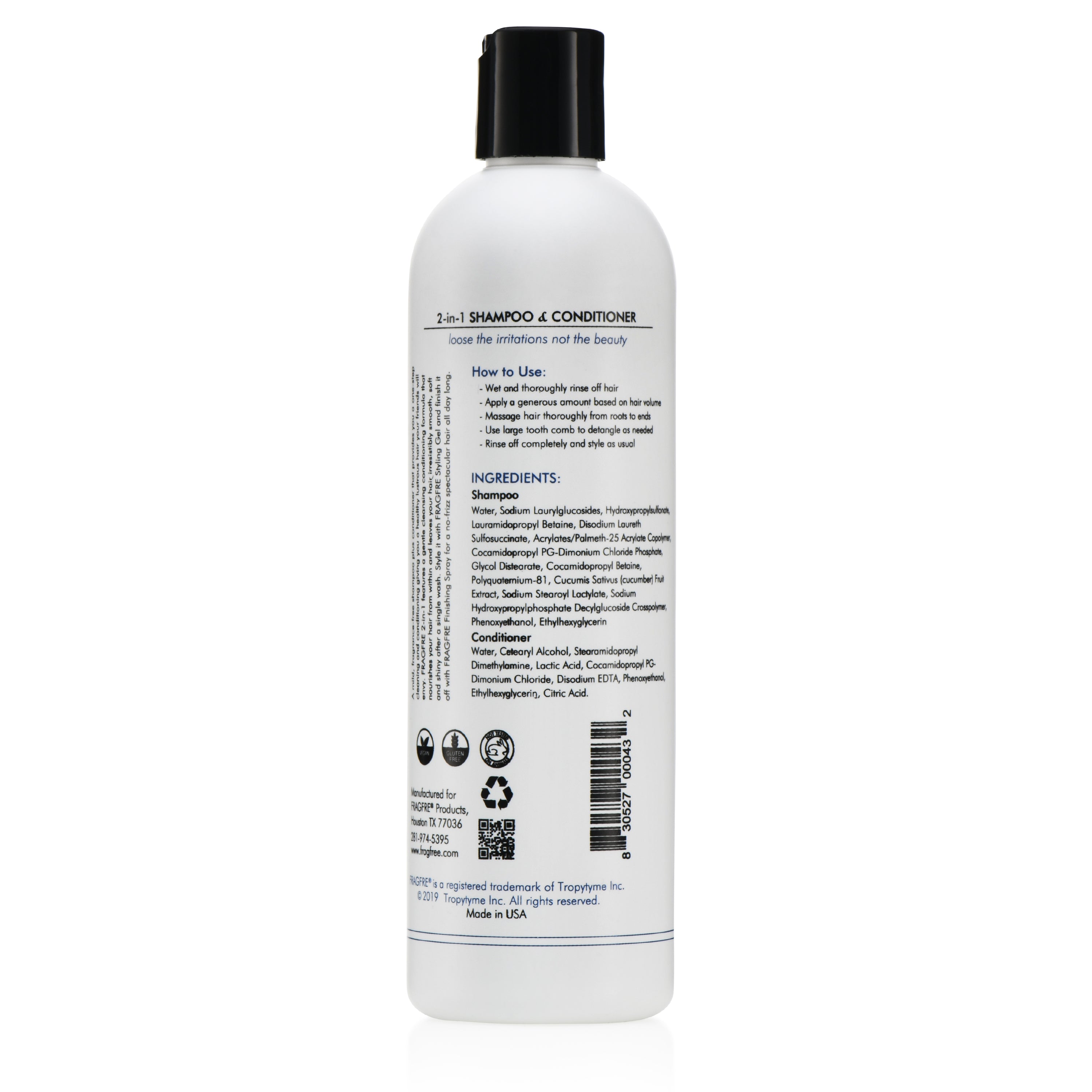 2 in 1 Shampoo and Conditioner 12 oz Sulfate Free Vegan