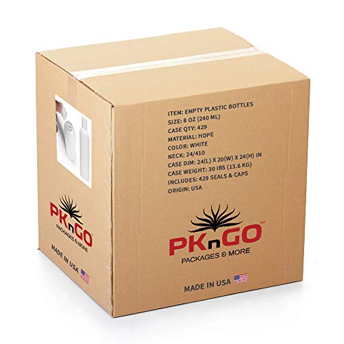 25 PCS Empty White HDPE Bottle 8 oz - Cosmo Round Plastic Bottles - 24/410 White Disc Cap - 24 mm PS Seal for Freshness - Approved for Safe Cosmetics