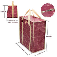 PKnGo Light Weight Bag - Foldable, Breathable Shopping and Storage Bag - 22 x 19 x 10 in (Maroon/Beige) - Woven Polypropylene Travel Bag Nylon Trim