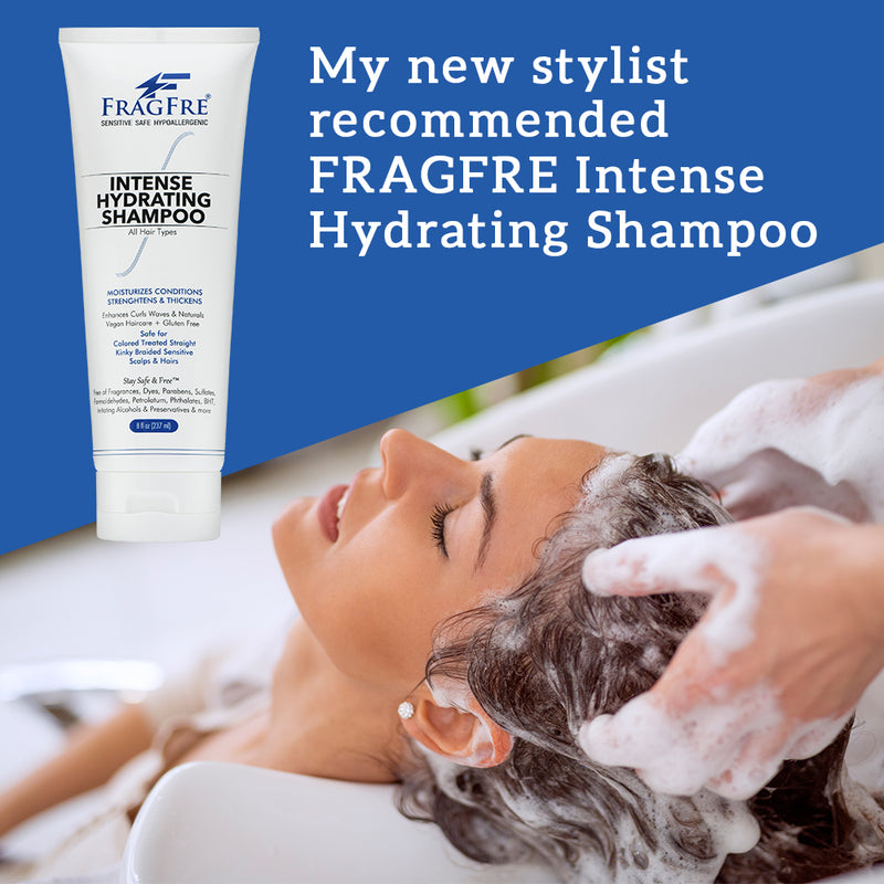FRAGFRE Intense Hydrating Shampoo 8 oz - Fragrance Free Hypoallergenic Sulfate Free Moisturizing Shampoo - Safe on Colors and Sensitive Scalps - Vegan