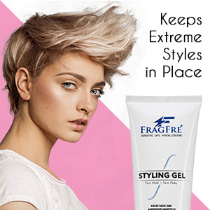 FRAGFRE Firm Hold Hair Gel Fragrance Free 8 oz - Strong Styling Gel for Extreme Hair Styles - Paraben Free Hypoallergenic Sensitive Vegan Gluten Free