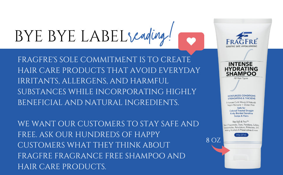 FRAGFRE Intense Hydrating Shampoo 1Gal - Fragrance Free Hypoallergenic Sulfate Free Moisturizing Shampoo - Safe on Colors and Sensitive Scalps - Vegan