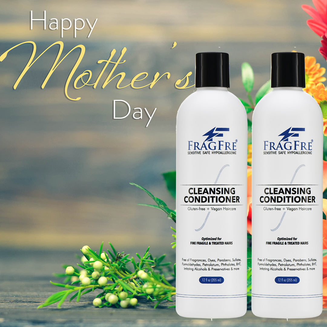 FRAGFRE Cleansing Conditioner for Fine Fragile and Treated Hairs 12 oz (2-Pack Gift Set) - Mild Conditioning Shampoo for Sensitive Skin - Sulfate Free