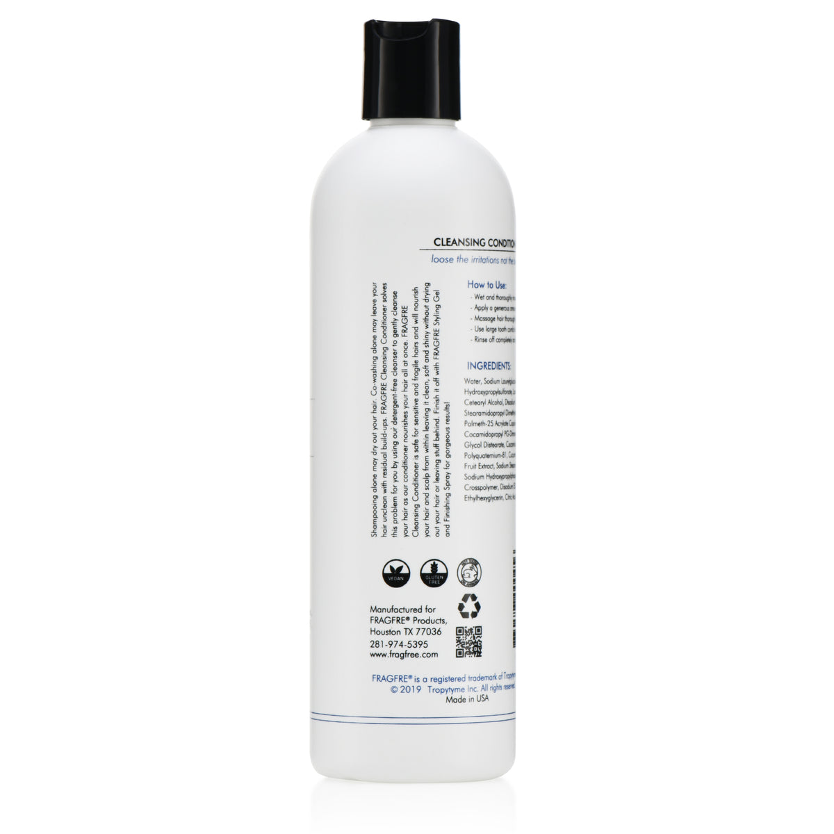 FRAGFRE Cleansing Conditioner for Fine Fragile and Treated Hairs 12 oz - Mild Conditioning Shampoo for Sensitive Skin - Vegan Gluten Free Cruelty Free