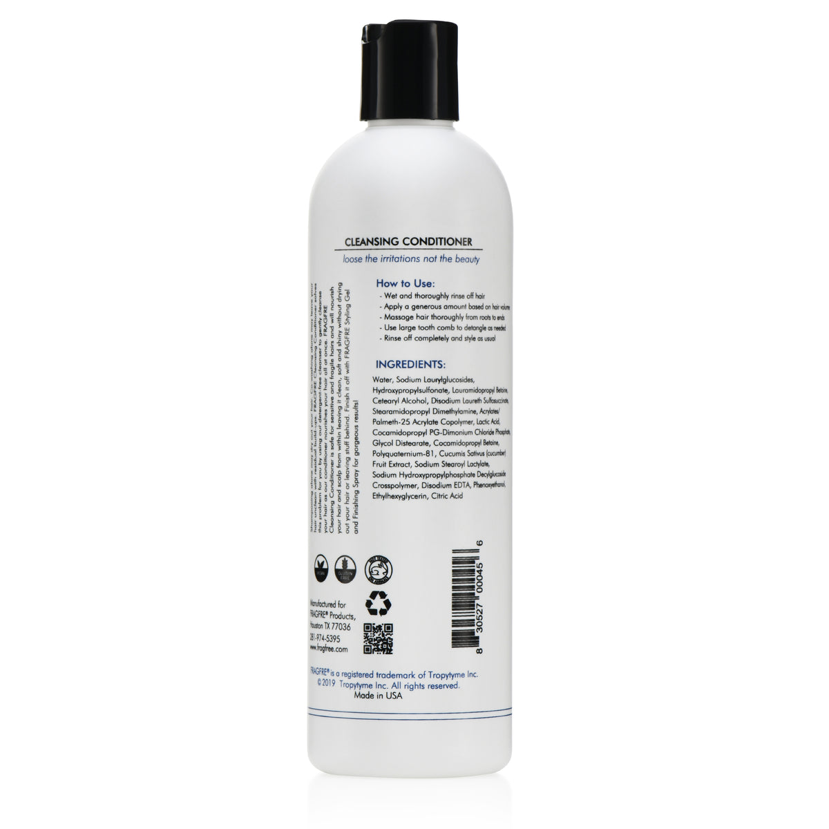 FRAGFRE Cleansing Conditioner for Fine Fragile and Treated Hairs 12 oz - Mild Conditioning Shampoo for Sensitive Skin - Vegan Gluten Free Cruelty Free