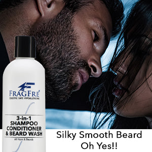 FRAGFRE 3 in 1 Shampoo Conditioner and Beard Wash for Men 12 oz - Unscented Beard Wash for Sensitive Skin -Hair and Beard Cleansing and Conditioning