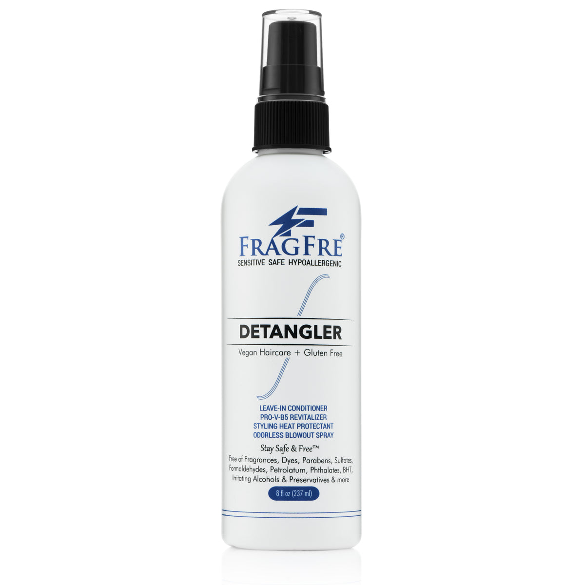 FRAGFRE Hair Detangler 8 oz - Styling Heat Protectant Spray - Leave in Conditioner for Sensitive Skin - Hypoallergenic Gluten Free Vegan Cruelty Free