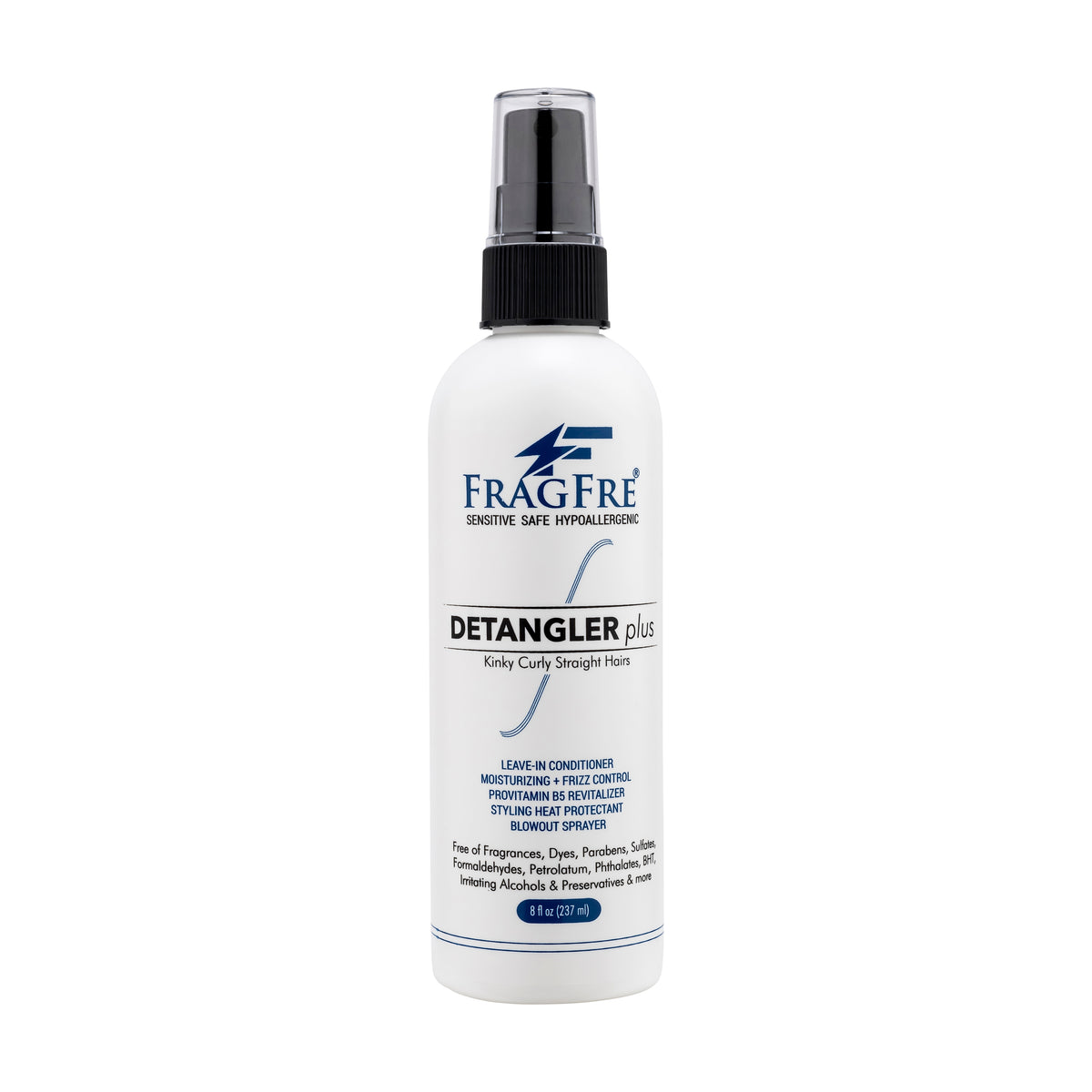FRAGFRE Detangler-plus Styling Hair Spray 8 oz - Heat Protectant and Blowout Spray - Leave in Conditioner for Sensitive Skin - Hypoallergenic Vegan Cruelty Free