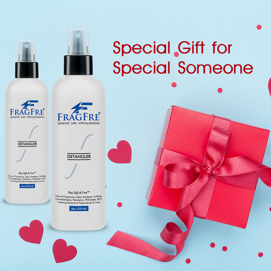 FRAGFRE Hair Detangler 8 oz - Styling Heat Protectant Spray - Leave in Conditioner for Sensitive Skin - Hypoallergenic Gluten Free Vegan Cruelty Free