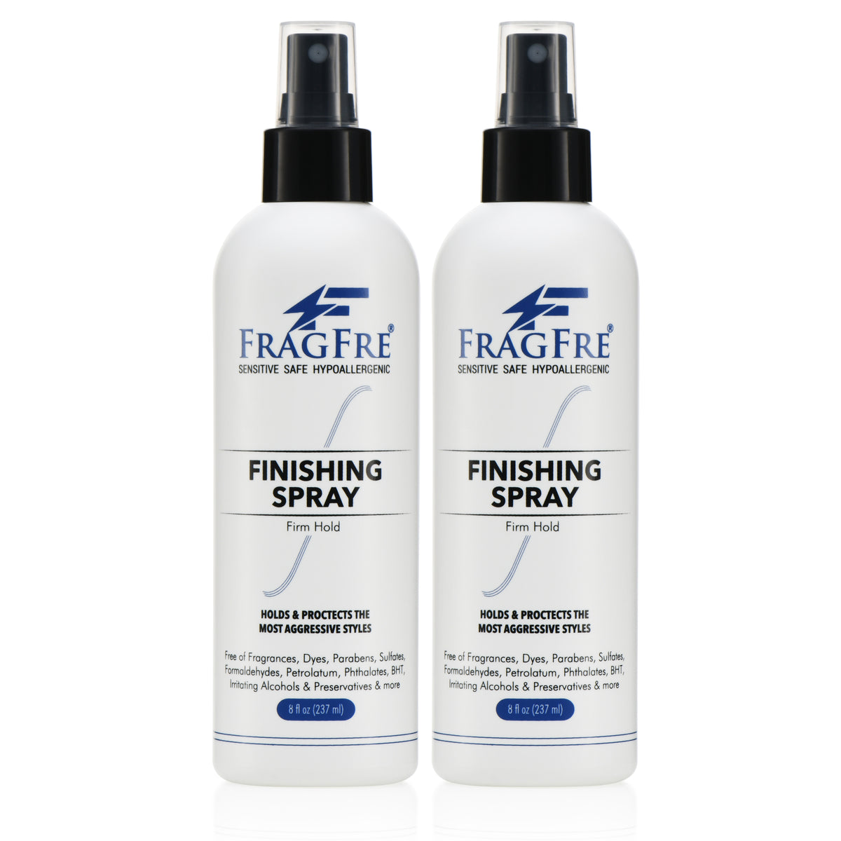 FRAGFRE Hair Finishing Spray Firm Hold 8 oz (2-Pack Gift Set) - Hair Spray for Sensitive Skin - Fragrance Free Hypoallergenic Parabens Free – Vegan