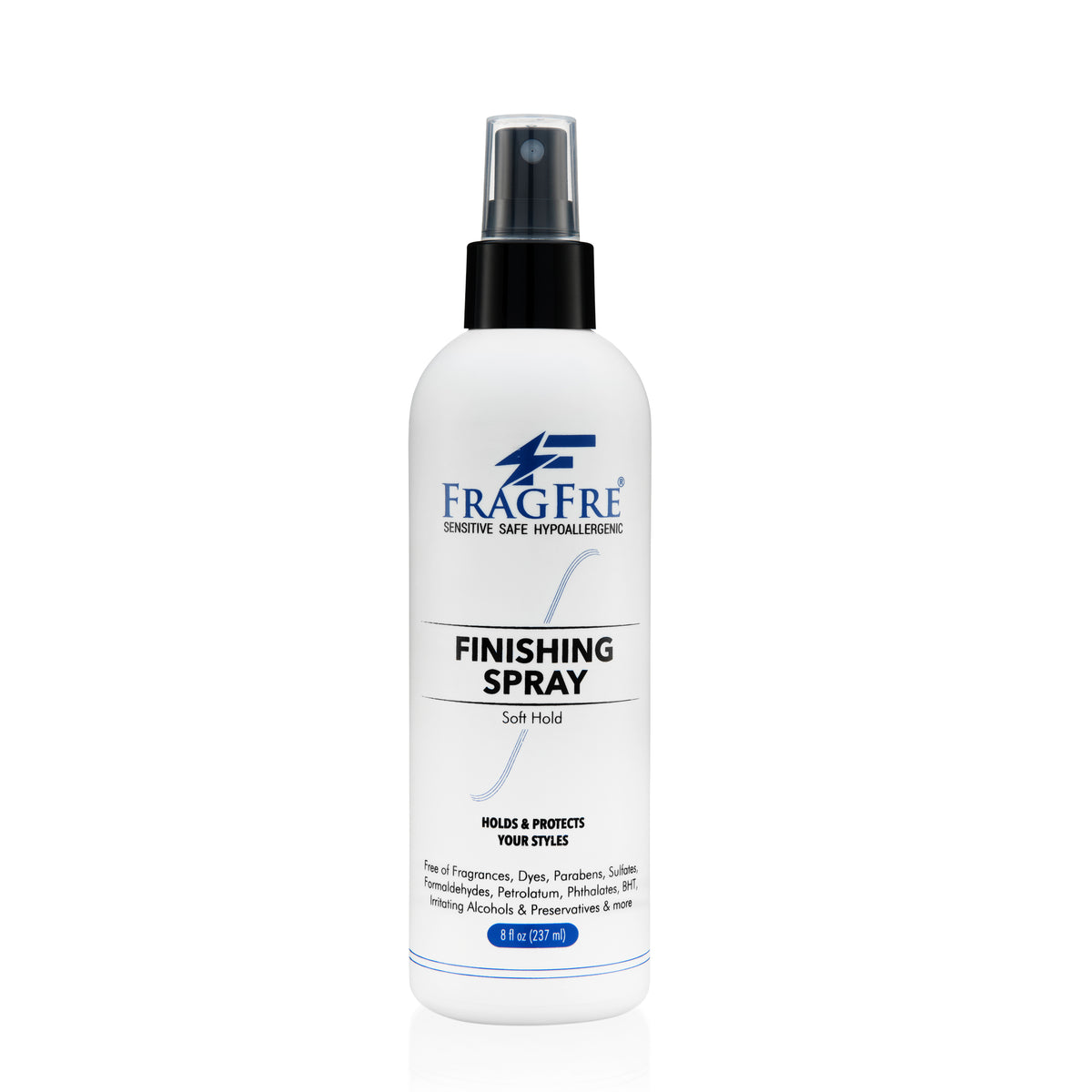 FRAGFRE Hair Finishing Spray Soft Hold 8 oz - Vegan Hair Spray for Sensitive Skin - Hypoallergenic Fragrance Free - Non-irritating Denatured Alcohol