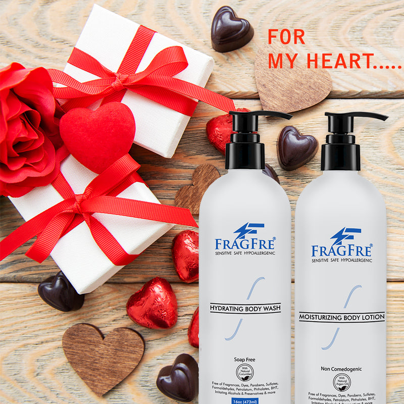 FRAGFRE Body Wash and Lotion Set for Sensitive Skin 16oz 2/Pack Gift Set - Sulfate Free Parabens Free Hypoallergenic - Vegan Gluten-free Cruelty-free