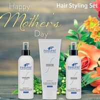 FRAGFRE Hair Styling Set for Sensitive Skin 8 oz ea - Detangler-Styling Gel-Finishing Spray - Hypoallergenic Fragrance Free - Vegan Gluten Free