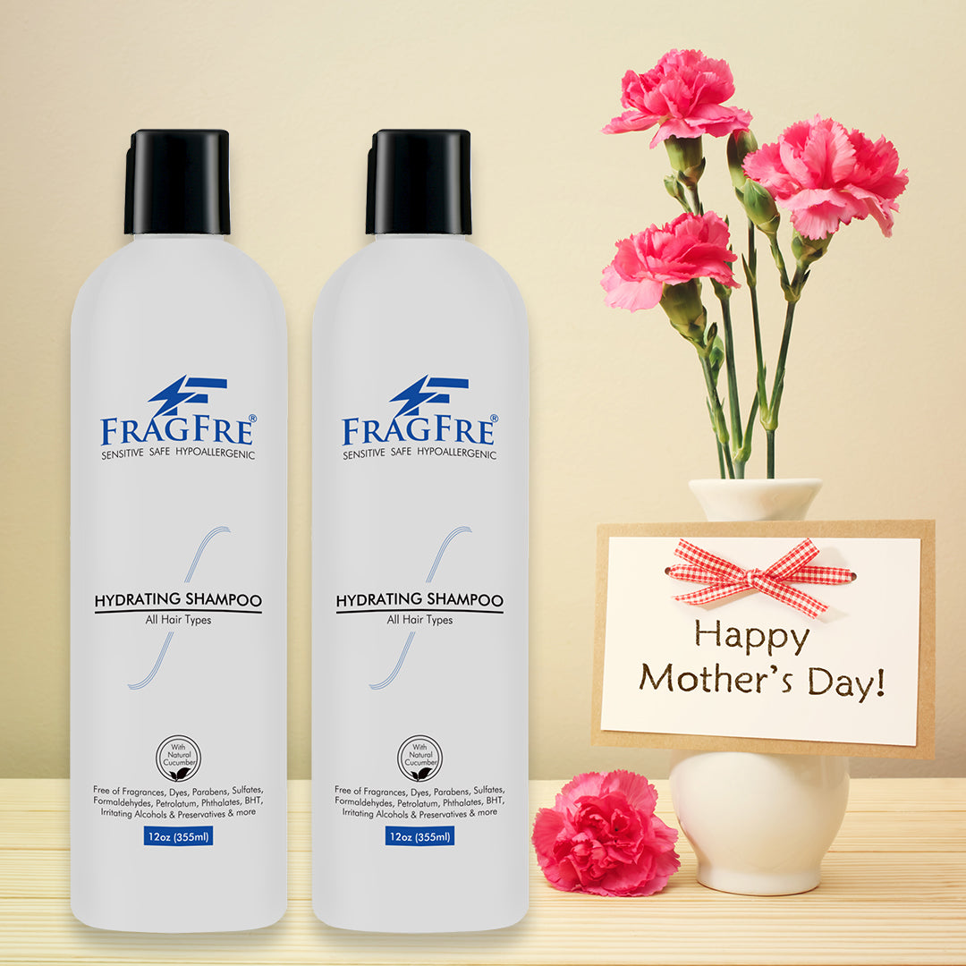 FRAGFRE Hydrating Shampoo 12/8 oz - Hypoallergenic Sulfate Free Shampoo for Sensitive Skin - Vegan Gluten/Cruelty Free Color Safe - Natural Cucumber