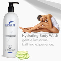 FRAGFRE Hydrating Body Wash for Sensitive Skin 16oz - Sulfate Free Hypoallergenic Body Cleanser - Mild Cucumber Aroma - Vegan Gluten Free Cruelty Free