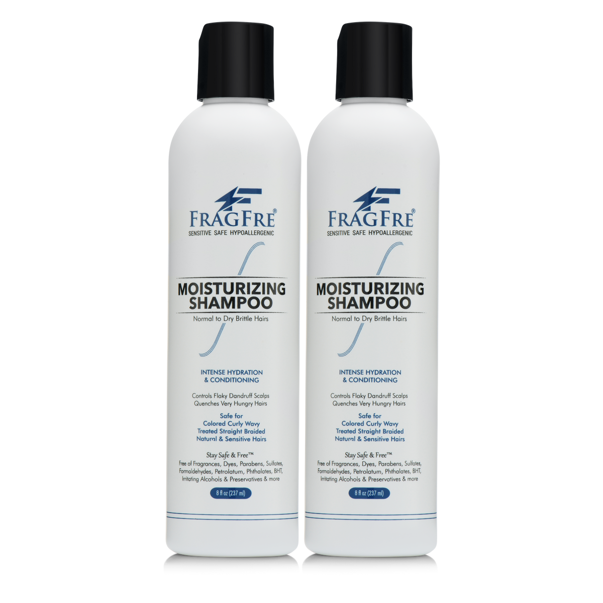 FRAGFRE Moisturizing Shampoo 8 oz - Hypoallergenic Sulfate Free Hydrating Shampoo for Dry Hungry Hairs - Safe on Colors and Sensitive Scalps - Vegan
