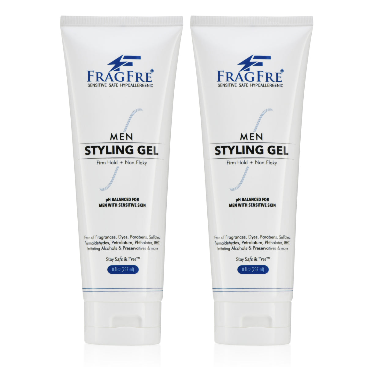 FRAGFRE Hair Gel for Men Firm Hold 8 oz (2-Pack Gift Set) - Men's Styling Gel for Extreme Hair Styles - Paraben Free Fragrance Free Hypoallergenic