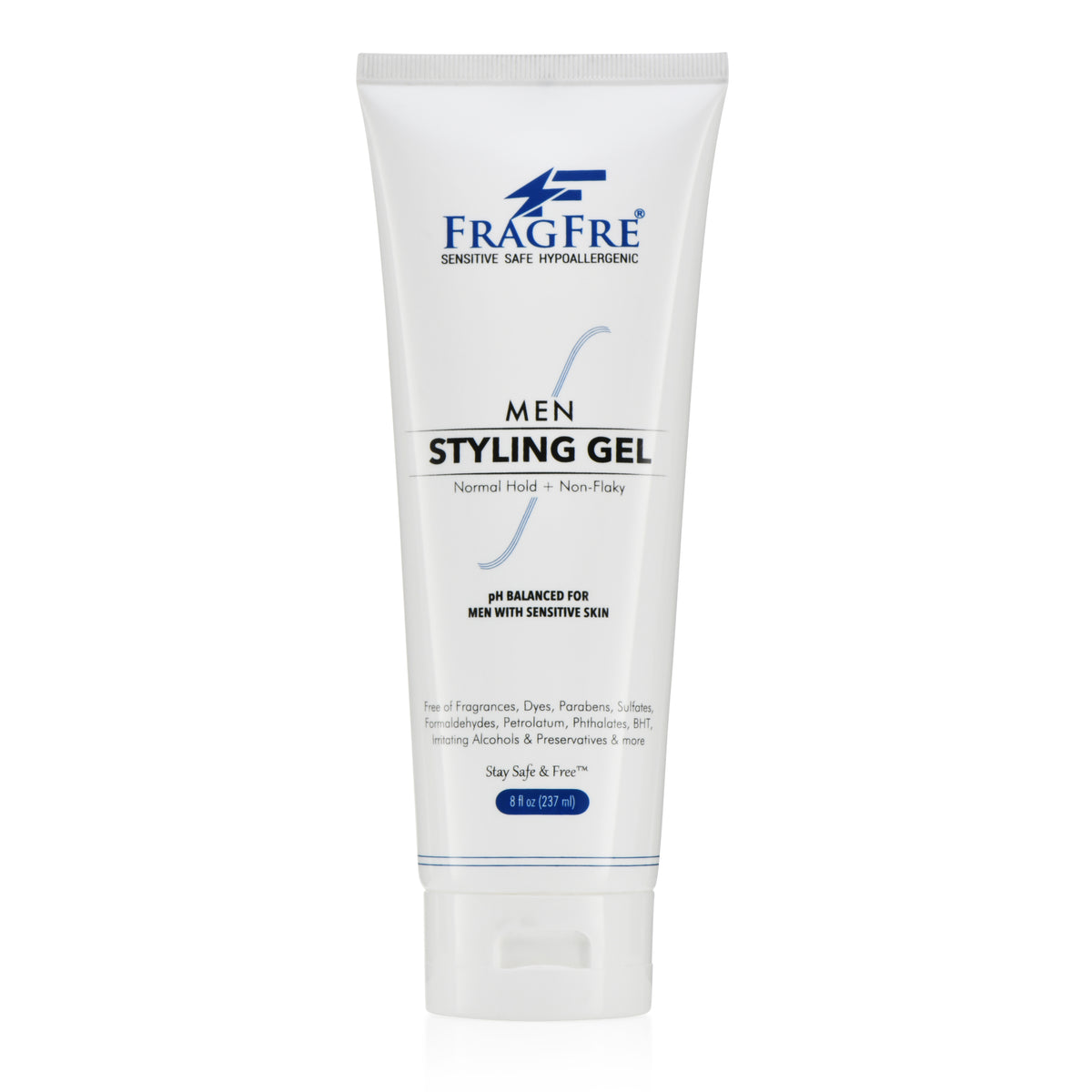 FRAGFRE Men Hair Styling Gel Fragrance Free 8 oz - pH Balanced for Sensitive Skins - Not Too Firm or Too Light - Normal Hold for Normal Hair Styles