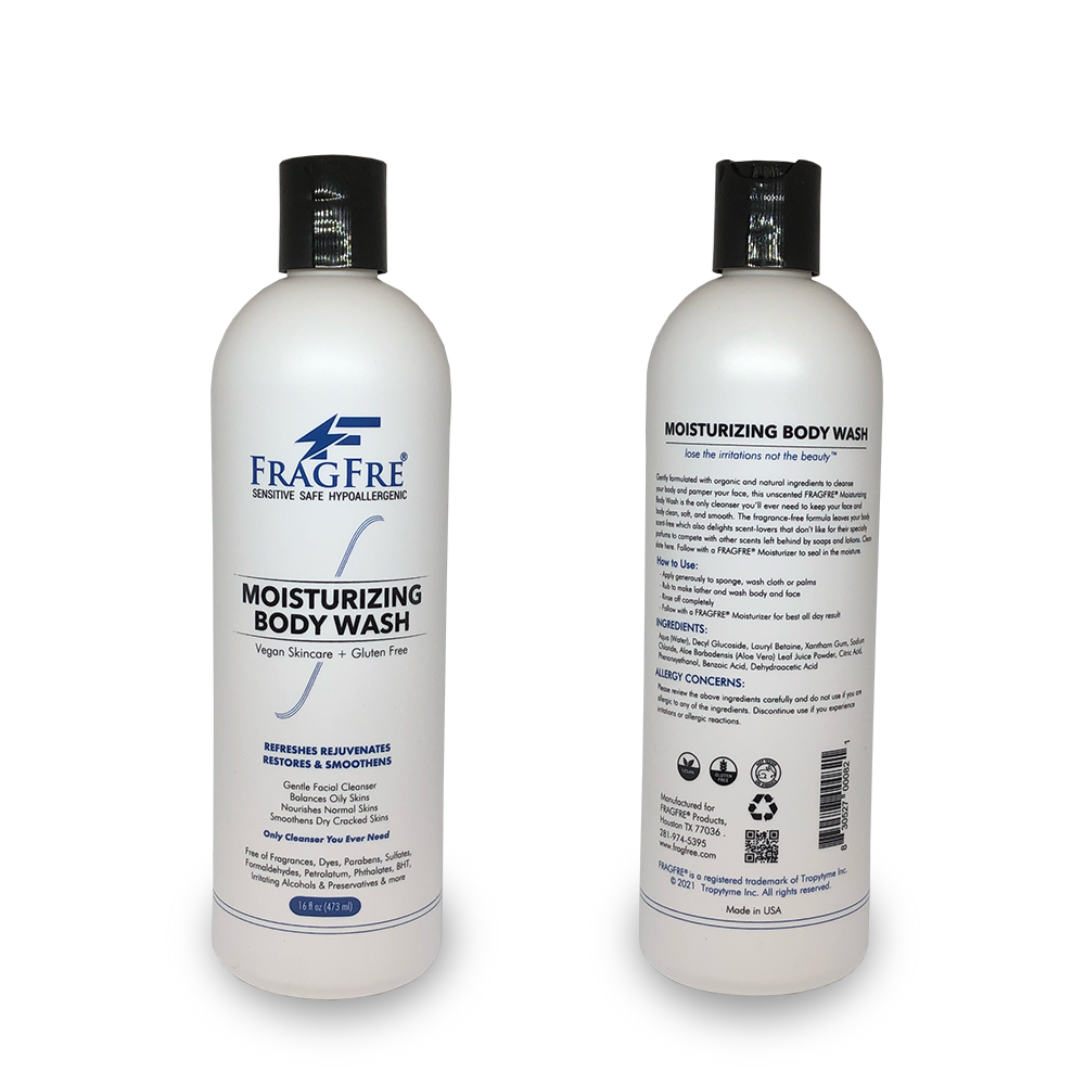 FRAGFRE Moisturizing Body Wash 16 oz - Gentle Body and Facial Cleanser - Sulfate Free Fragrance Free - Normal Oily Dry and Sensitive Skins - Vegan