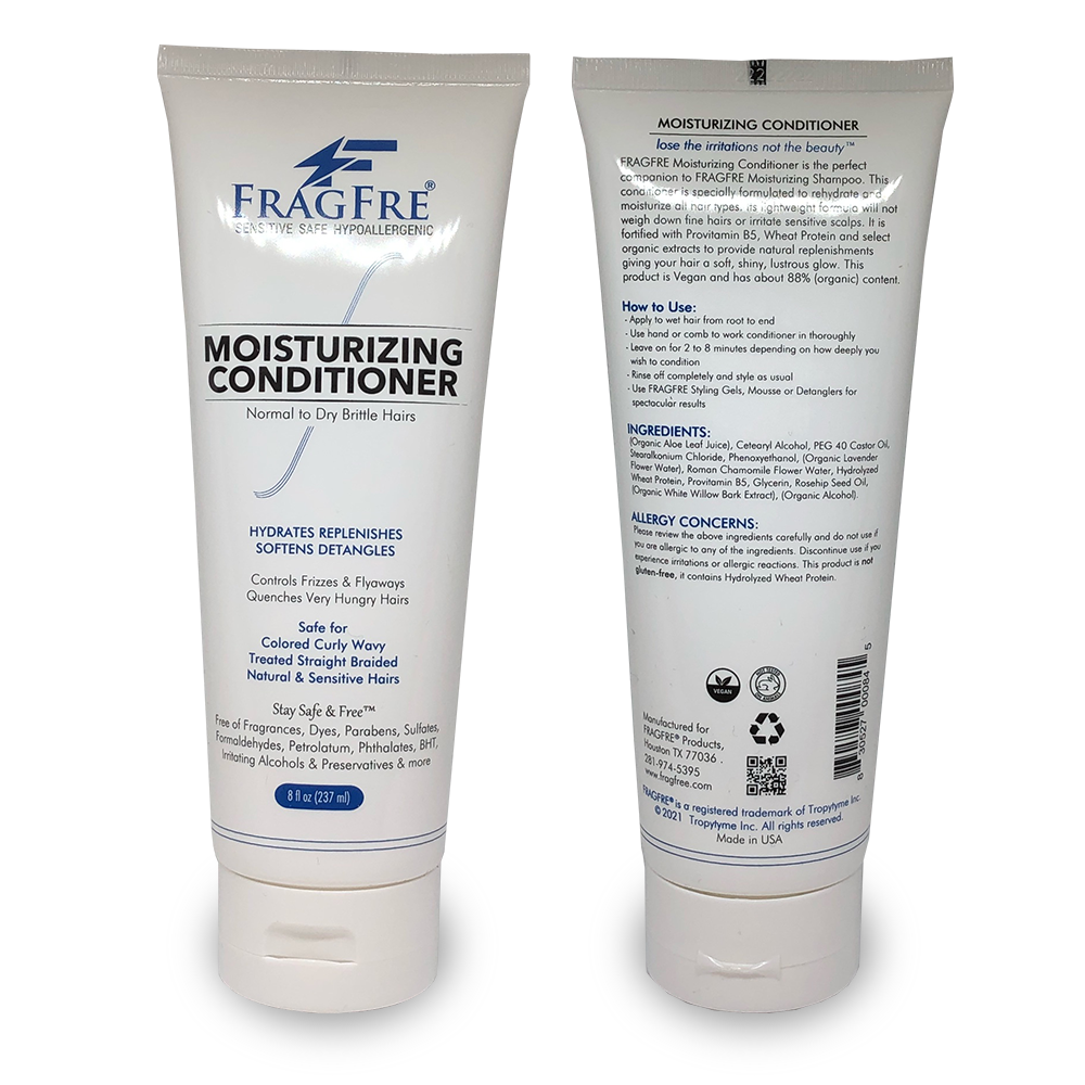 FRAGFRE Hair Conditioner 12/8 oz - Hypoallergenic Deep Conditioner for Sensitive Skin - Gluten Free Vegan Cruelty Free - Normal Treated or Fragile Hairs