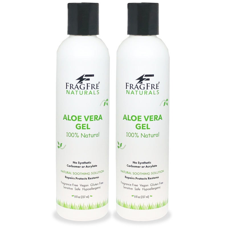 FRAGFRE All-Natural Aloe Vera Gel 8 oz - No Synthetic Carbomer or Acrylate - 100% Natural Aloe Vera Soothing Gel - Fragrance Free Vegan Gluten Free