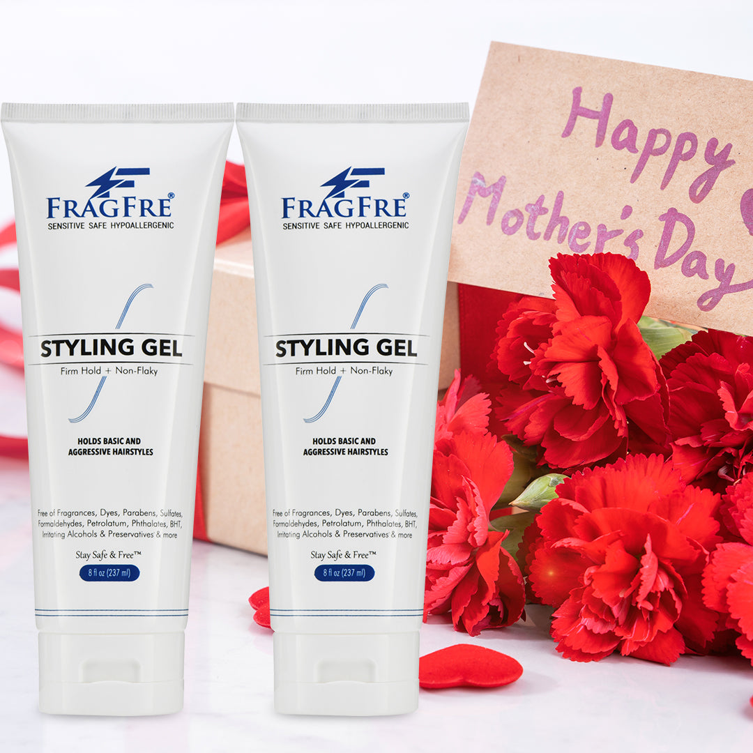 FRAGFRE Firm Hold Hair Gel Fragrance Free 8 oz (2-Pack Gift Set) - Strong Styling Gel for Extreme Hair Styles - Paraben Free Hypoallergenic Sensitive