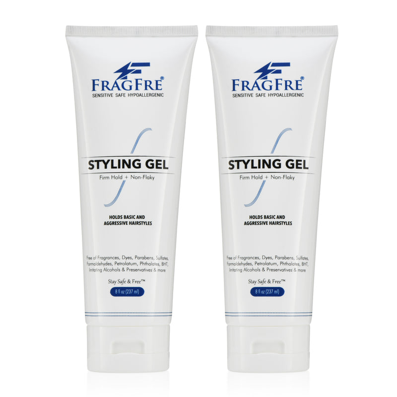 FRAGFRE Firm Hold Hair Gel Fragrance Free 8 oz (2-Pack Gift Set) - Strong Styling Gel for Extreme Hair Styles - Paraben Free Hypoallergenic Sensitive