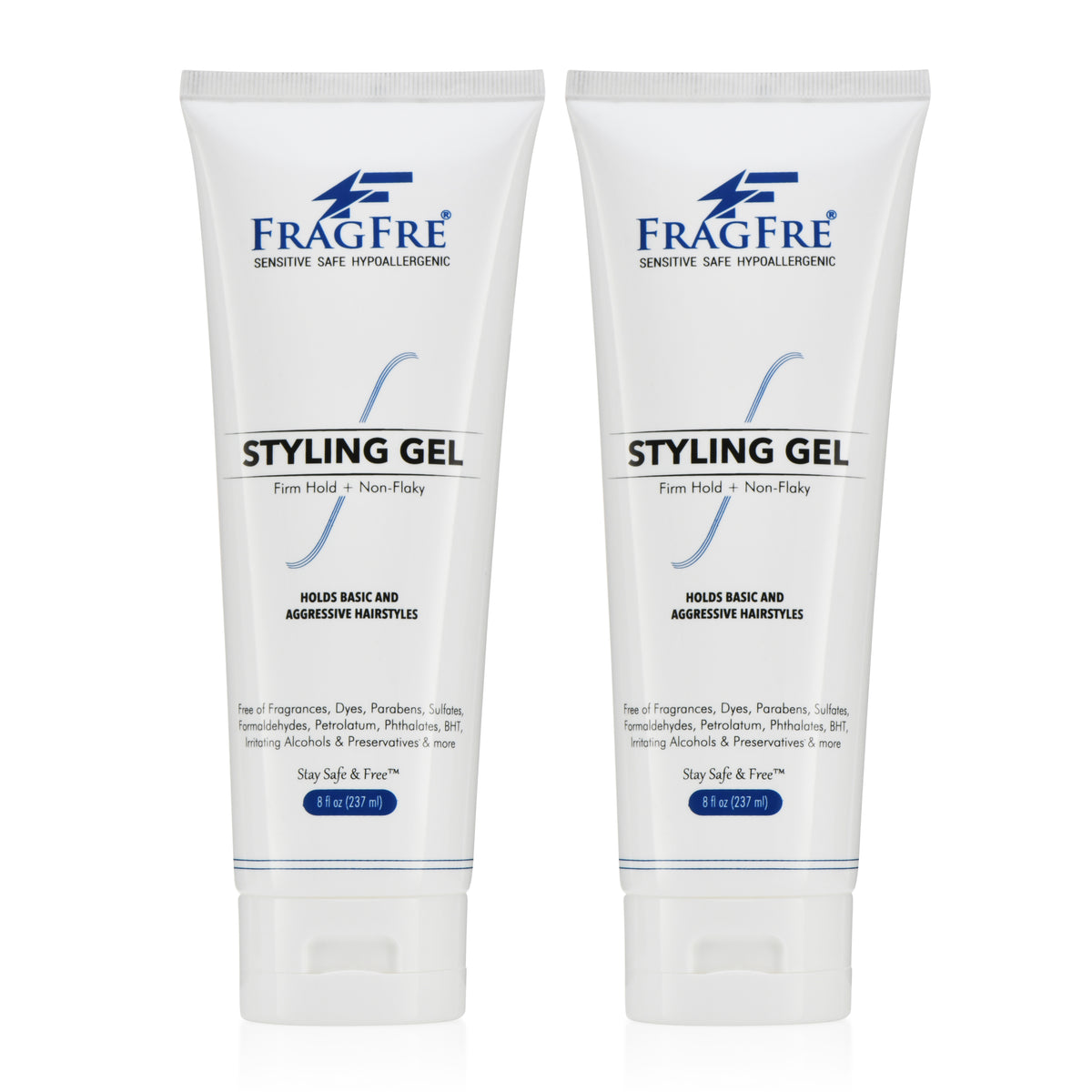 FRAGFRE Firm Hold Hair Gel Fragrance Free 8 oz - Strong Styling Gel for Extreme Hair Styles - Paraben Free Hypoallergenic Sensitive Vegan Gluten Free