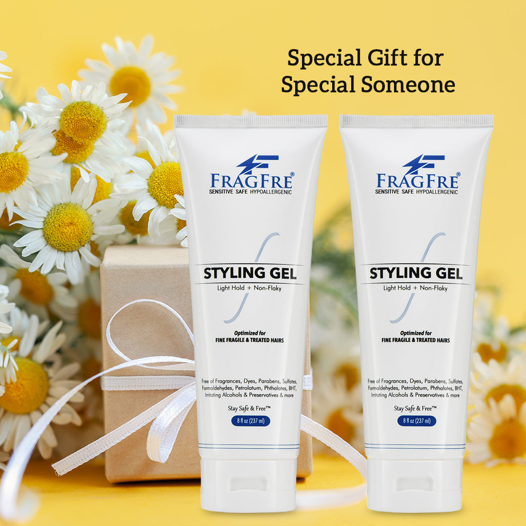 FRAGFRE Light Hold Hair Gel Fragrance Free 8 oz (2-Pack Gift Set) - Lightweight Styling Gel for Fine Fragile and Weakened Hairs – Hypoallergenic Vegan
