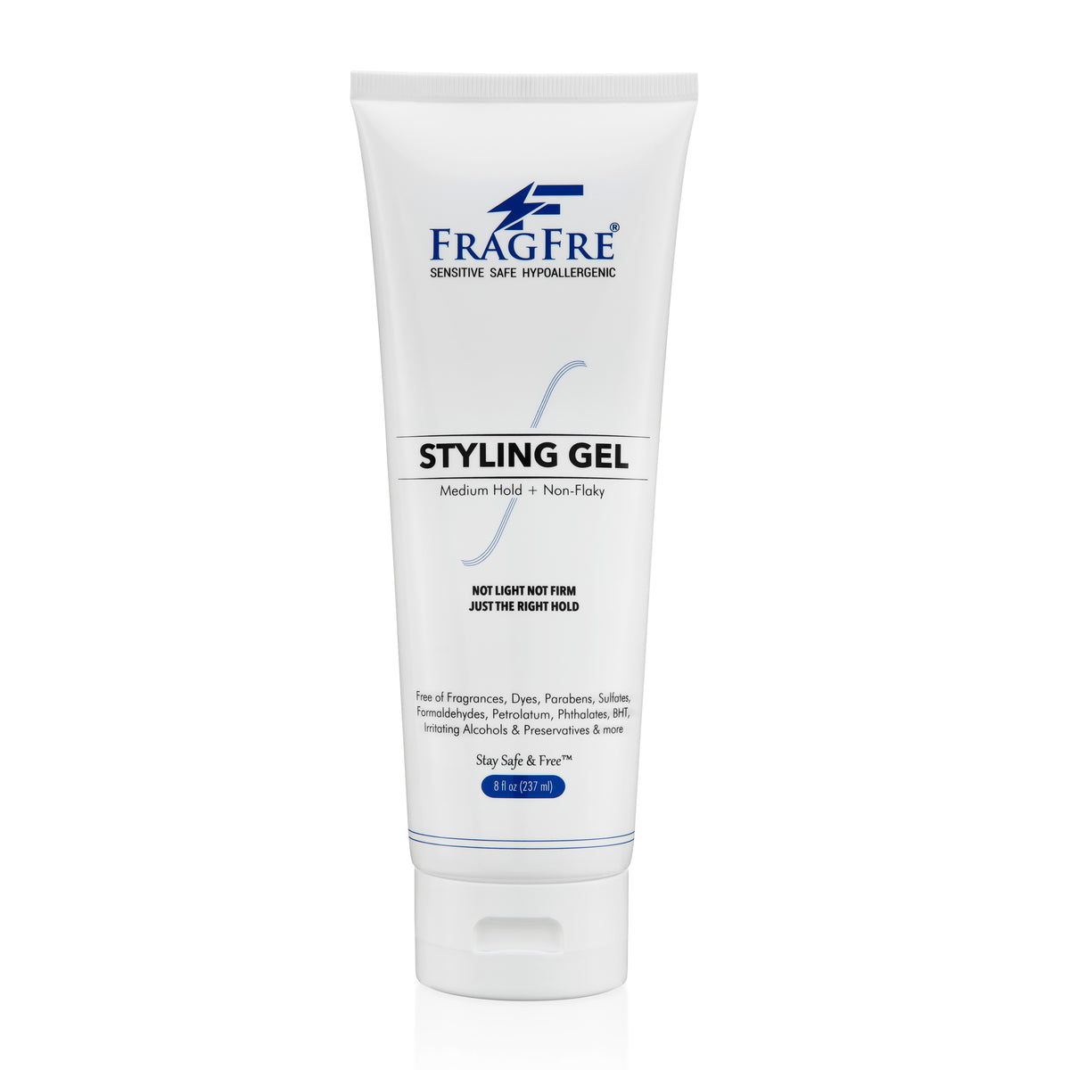 FRAGFRE Hair Styling Gel Medium Hold 8 oz - Hair Gel for Sensitive Skin - Fragrance Free Paraben Free Hypoallergenic - Gluten Free Vegan Cruelty Free