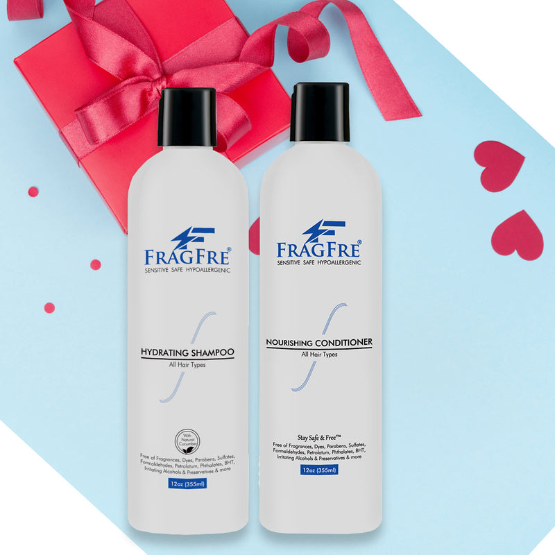 FRAGFRE Skin Care Set for Sensitive Skin - Shampoo-Conditioner-Body Wash-Moisturizer - Hypoallergenic Sulfate Free Fragrance Free - Vegan Gluten Free