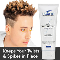 FRAGFRE Hair Gel for Men Firm Hold 8 oz - Men's Styling Gel for Extreme Hair Styles - Paraben Free Fragrance Free Hypoallergenic - Vegan Gluten Free