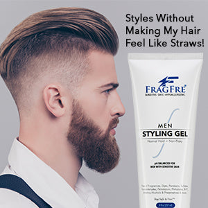FRAGFRE Men Hair Styling Gel Fragrance Free 8 oz (2-Pack Gift Set) - pH Balanced for Men with Sensitive Skins - Normal Hold for Normal Hair Styles