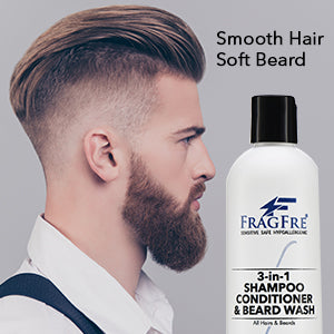 FRAGFRE 3 in 1 Shampoo Conditioner and Beard Wash for Men (1 oz Sample) - Perfect Travel Size TSA  Compliant