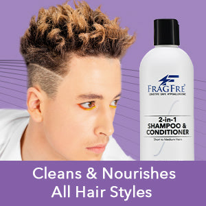 FRAGFRE 2 in 1 Shampoo and Conditioner for Sensitive Skin 12 oz - Hypoallergenic Sulfate Free Shampoo for Short to Medium Hairs - Vegan Gluten Free
