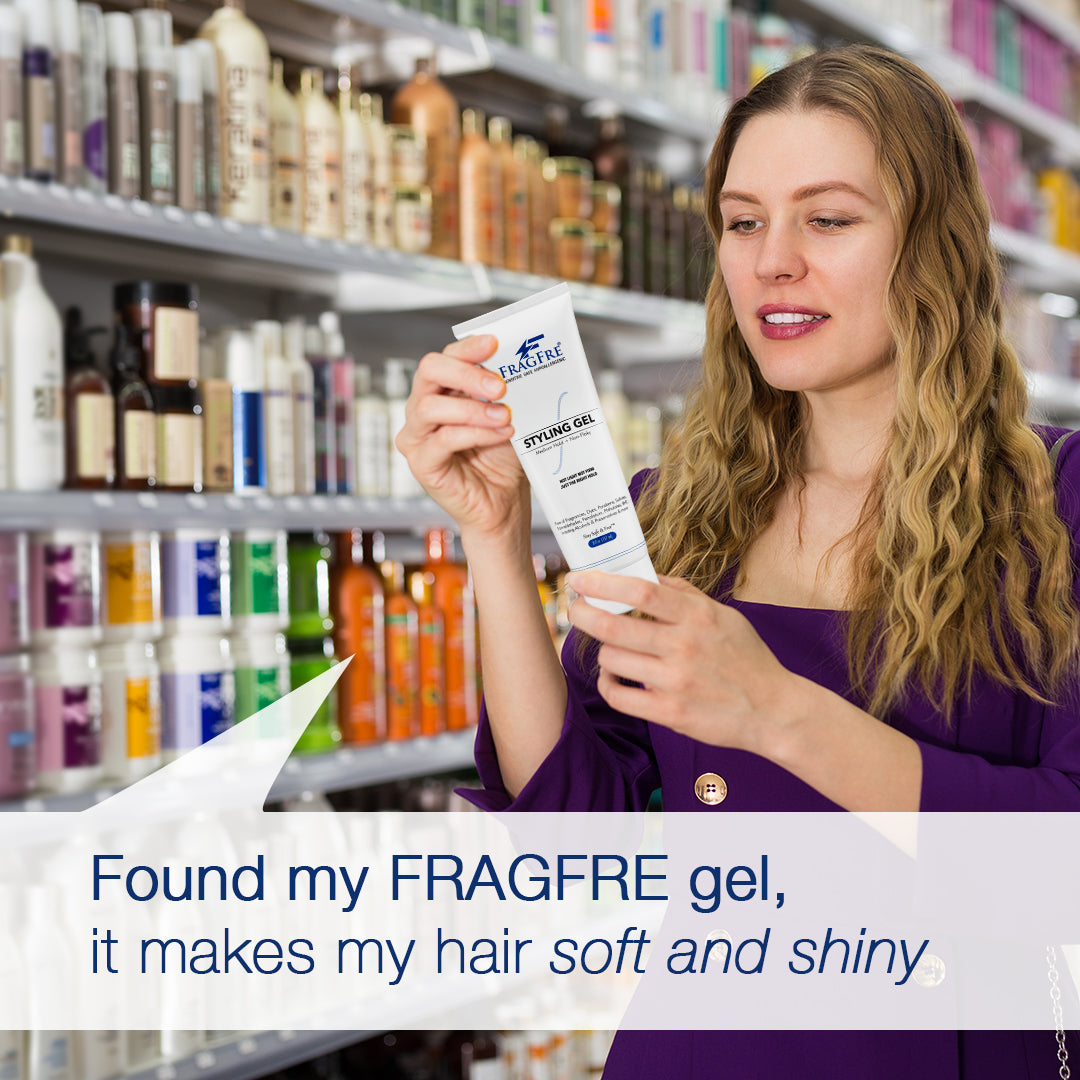 FRAGFRE Hair Styling Gel Medium Hold 8 oz - Hair Gel for Sensitive Skin - Fragrance Free Paraben Free Hypoallergenic - Gluten Free Vegan Cruelty Free