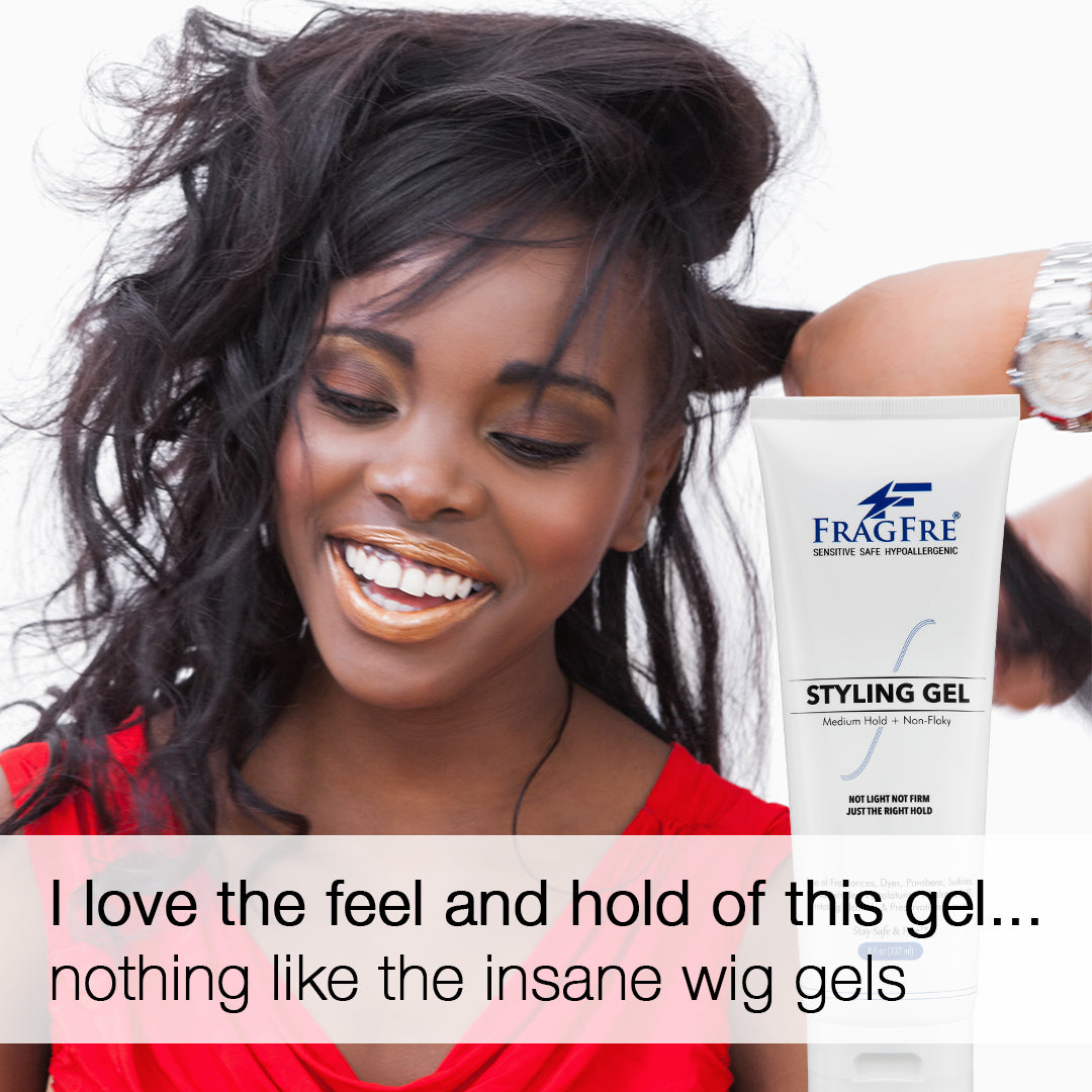 FRAGFRE Hair Styling Gel Medium Hold 8 oz - Hair Gel for Sensitive Skin - Fragrance Free Paraben Free Hypoallergenic - Gluten Free Vegan Cruelty Free