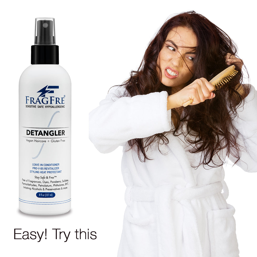 FRAGFRE Hair Detangler 8 oz - Styling Heat Protectant Spray - Leave in Conditioner for Sensitive Skin - Hypoallergenic Gluten Free Vegan Cruelty Free