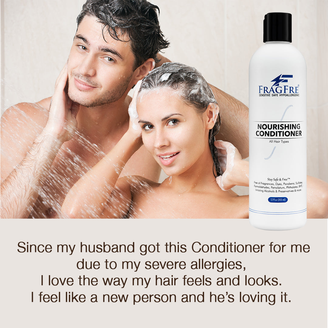 FRAGFRE Hair Conditioner 12/8 oz - Hypoallergenic Deep Conditioner for Sensitive Skin - Gluten Free Vegan Cruelty Free - Normal Treated or Fragile Hairs