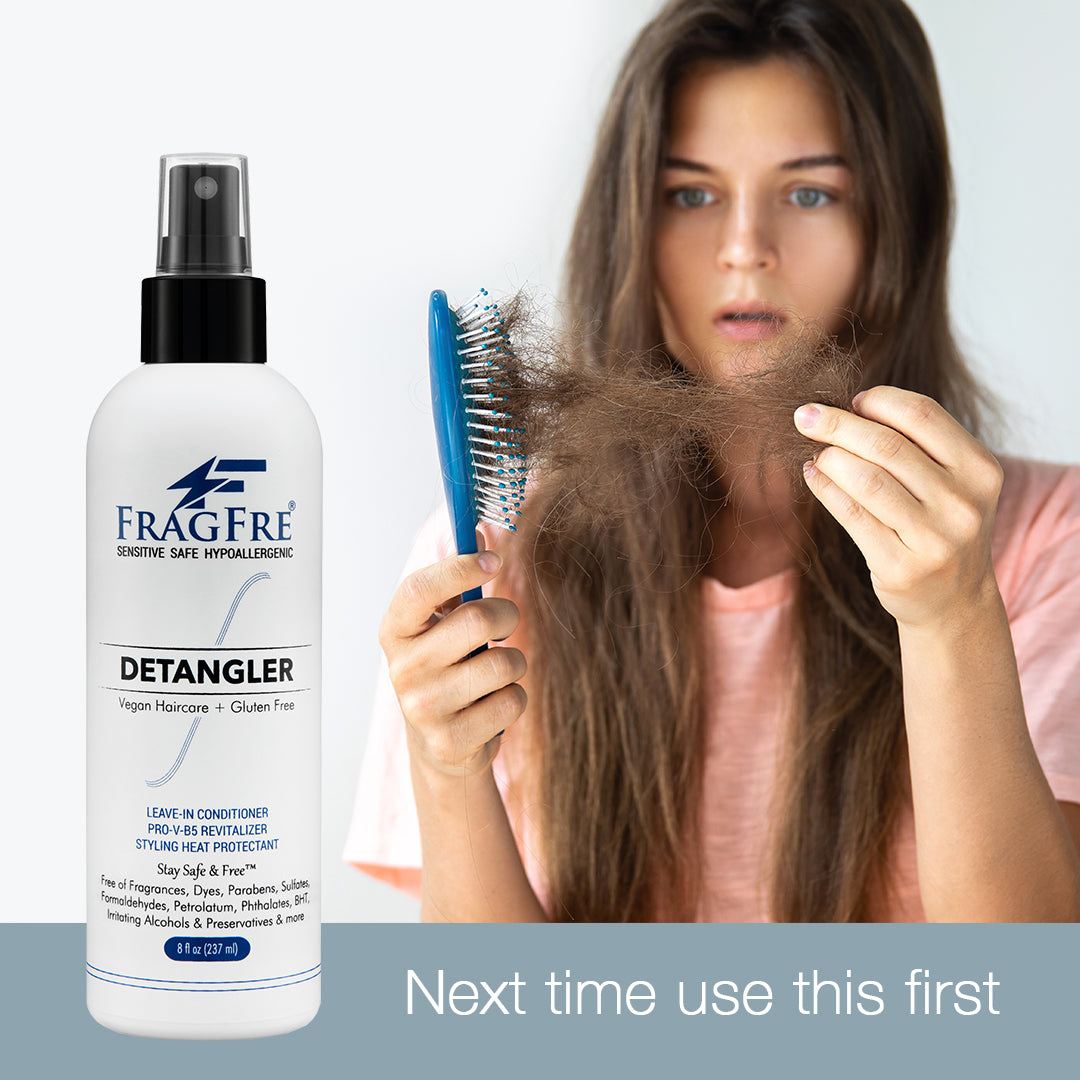 FRAGFRE Hair Detangler 8 oz - Styling Heat Protectant Spray - Leave in Conditioner for Sensitive Skin - Hypoallergenic Gluten Free Vegan Cruelty Free